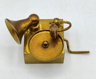 gramofon z mosiądzu malutki kolekcjonerski stara figurka