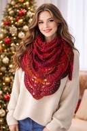 PIĘKNA WEŁNIANA MIĘKKA CIEPŁA MELANŻOWA W 3D SZYDEŁKOWA CHUSTA BOHO_PREZENT