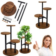 KWIETNIK STOJĄCY METALOWY CZARNY LOFT STOJAK NA KWIATY DONICZKI 3 PÓŁKI