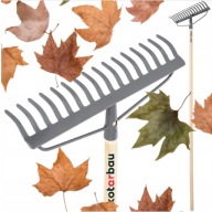 GRABIE GRABKI DO LIŚCI TRAWY METALOWE Z DREWNIANYM TRZONKIEM OGRODOWE