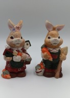 Dwa króliczki - czas na porządki w ogrodzie śliczne ceramiczne figurki 14cm