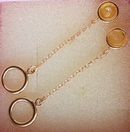 kolczyki wiszące z bursztynem pozłacane srebro