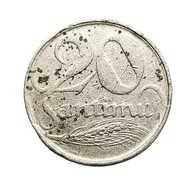20 santimu z Łotwy z 1922 roku, rok emisji "1922". moneta wybita w niklu.
