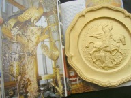 ROSJA CARSKA symbol antyk pozłacany Święty Jerzy walczacy ze smokiem