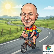 KARYKATURA HOBBY ze Zdjęcia - Wędkarz, Rowerzysta A4 + Ramka