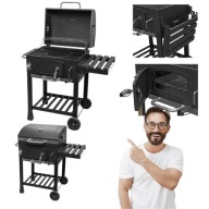 GRILL WĘGLOWY DUŻY OGRODOWY ŻELIWNY RUSZT TERMOMETR BALKONOWY STALOWY