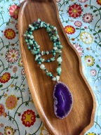 Naszyjnik handmade Agat cięty plaster