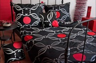 pościel z satyny 160x200 + 2x70x80 zamek S ES 18113 czarna czerw krop A-pol