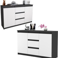 KOMODA ZE SZUFLADAMI ANTRACYT BIAŁY BEZUCHWYTOWA DO SALONU SZFKA AGA