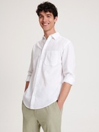 RESERVED koszula z lnem regular fit biała XXL