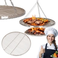 RUSZT DO GRILLA OKRĄGŁY NIERDZEWNY STALOWY 70CM DO OGNISKA + ŁAŃCUCH