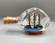 Żaglówka żaglowiec w butelce 13cm - bardzo ładne - świetny - kolekcjonerki