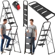 Drabina stalowa 4-stopniowa – szerokie stopnie 30 x 20 cm, udźwig 150 kg