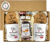 DUŻY ZESTAW PREZENTOWY DLA BABCI I DZIADKA Kubki Herbata Miód Konfitura