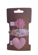 Mini spinki do włosów serduszko kwiatek róż 3 szt.