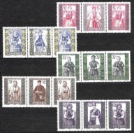 Czyste** trójki -kombinacje polskie stroje ludowe (K+M+K) Fi.1012 - 1021 B.