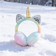 Pluszowe Nauszniki Jednorożec z Uszkami – Ciepłe, Miękkie, Kolorowe Tie-Dye