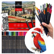 KREDKI AKWARELOWE PREMIUM W METALOWYM PUDEŁKU 24 szt PREMIUM