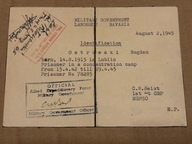 MILITARY GOVERMENT LANDSHUT BAVARIA 1945 Polak Obozie Koncentracyjnym 1945