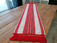 WEŁNIANA FOLKOWA SERWETA BIEŻNIK PASIAK PRZEPLATAŃCE VINTAGE 49x212 nr.25