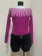 Sweterek pólgolf ombre dzety koraliki amarant biskupi fiolet