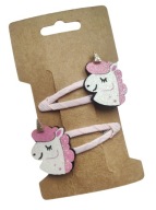 Spineczki spinki do włosów dla dziewczynki pyk boho jednorożec unicorn róż