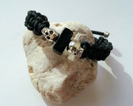 TWO SKULLS bransoletka PARACORD GOTHIC GOTH PUNK ROCK METAL - regulowana