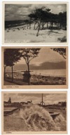 Ustka. Zestaw. 3 pocztówki. Plaża, wydmy, wejście do portu. Lata 40/50-te.