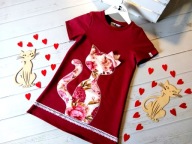 Sukienka Pani Kot bordowa kwiaty kotek j.zara 104