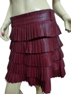 NIKKIE SPÓDNICA skórzana skóra naturalna plisowane falbany 38/40