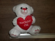 maskotka Biały miś z sercem Kocham Cię 21cm