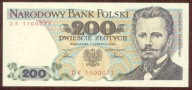 200 zł. 1986 r. ser. DK UNC b. rzadka seria - PIĘKNY !!!