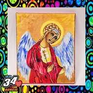 Anioł – obraz akryl na płótnie | ikona współczesna | 24,5x29,5