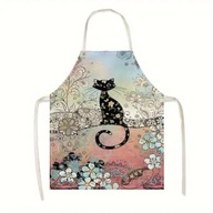 Fartuch kuchenny fartuszek koty uroczy kolorowy anime prezent lniany tkany