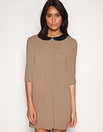 ASOS PENSJONARKA BRĄZOWA SUKIENKA KOŁNIERZYK 40