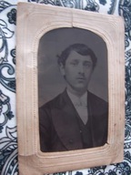 Ferrotypia nr. 4 - stare zdjęcie na blaszce 1853 r / młodzieniec, chłopak