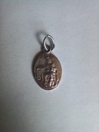 Medalik stary srebrny Matka Boska z dzieciątkiem oraz Jezus | Szkaplerz