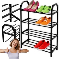 METALOWA PÓŁKA NA BUTY WĄSKA CZARNA STOJAK REGAŁ 4 POZIOMY ORGANIZER