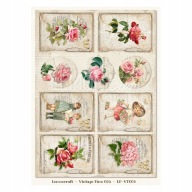 LEMONCRAFT papier ozdobny A4 - VINTAGE TIME 005 - zestaw 5 sztuk