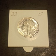 5 ZŁOTYCH / SREBRO /1933 r. / 5 / SUPER STAN
