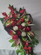 Stroik Cmentarz Róże Gladiola kalie Serce Premium