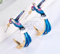 kolczyki kolibry ptaki emalia urocze ptaszki kruk