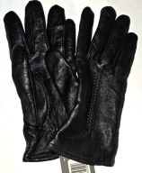 CZARNE SKÓRZANE RĘKAWICE MĘSKIE, ECONOMIC, M