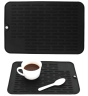 MATA OCIEKOWA SILIKONOWA DO NACZYŃ 30x20 ANTYPOŚLIZGOWA CZARNA