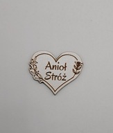 Serce Anioł stróż, biała hdf, makrama, anioł, 4cm