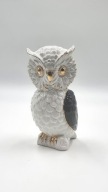Piękna mądra sowa 14 cm złocona porcelana czarne skrzydełka