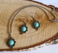 Naszyjnik kolczyki Boho Turkus komplet biżuterii