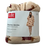CLEVE Kocobluza bluza koc damska z kapturem hoodie jeden rozmiar PIESKI