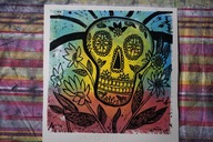 Skull. 30 × 30 cm. 2025 r. (linoryt kol.)