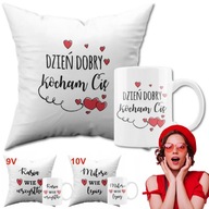 ZESTAW PERSONALIZOWANY KUBEK PODUSZKA PREZENT DLA NIEJ NIEGO NA WALENTYNKI